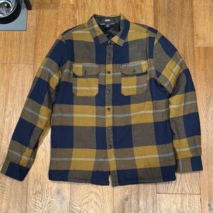 Volcom Navy and Mustard Plaid Button-Up Shirt